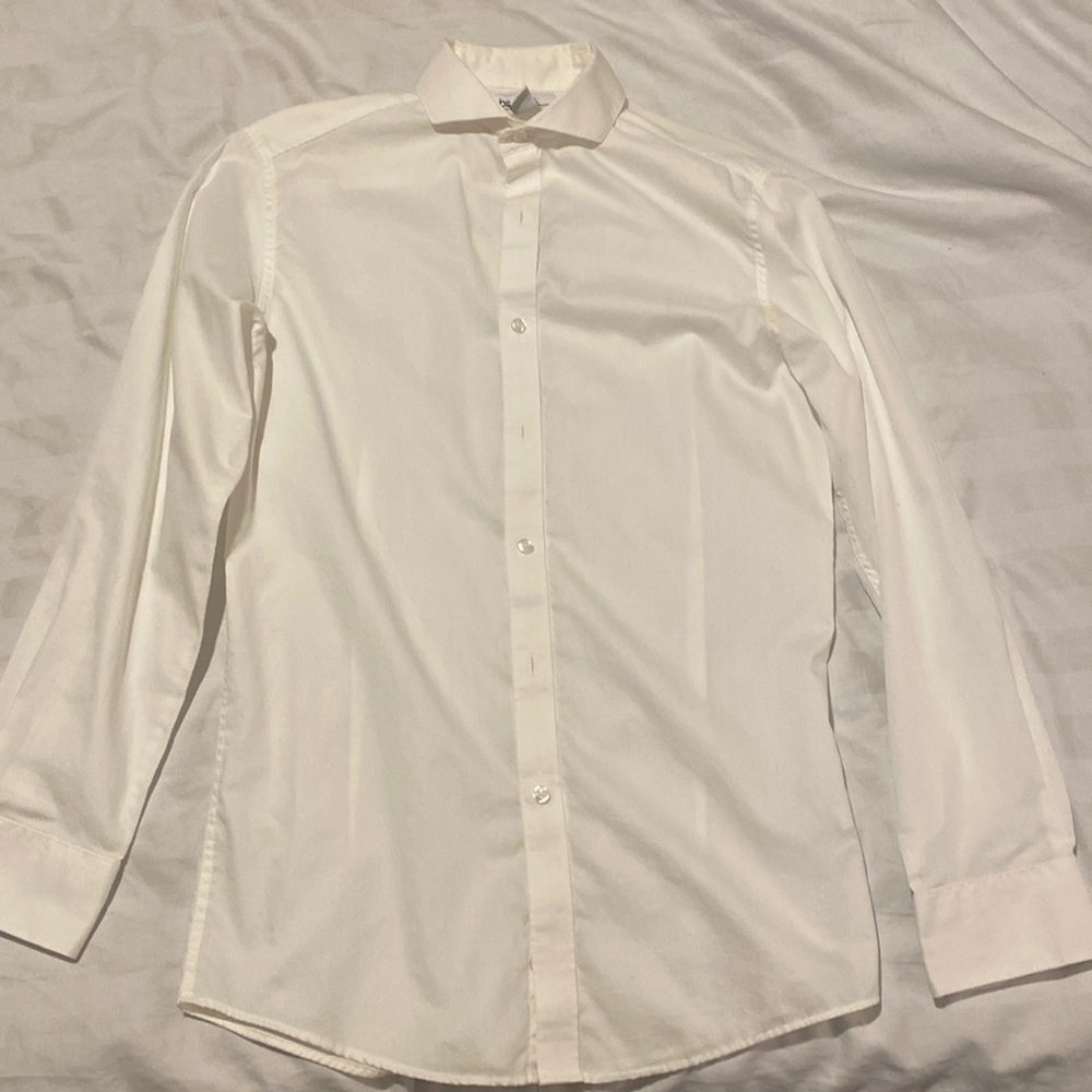 Bar III slim fit stretch white dress shirt, only wear once or twice